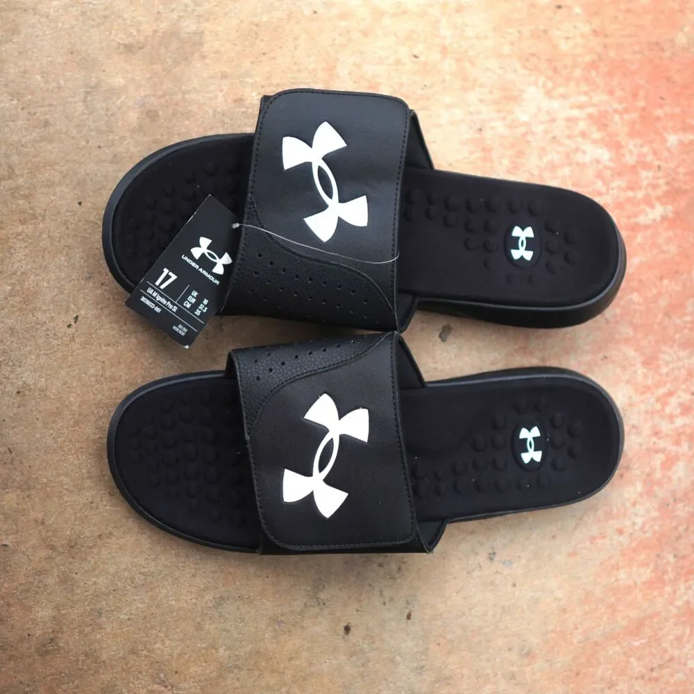 Under Armour Slides Size 17 Ignite Pro Black NWT Comfort Recovery Sandals Sports